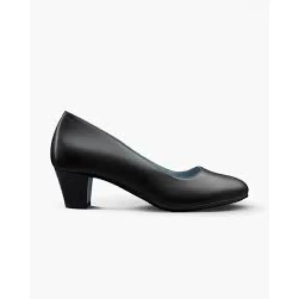 Sz 7.5 Skypro Rose Clement Black Leather Mid Heel Pumps - Picture 2 of 8